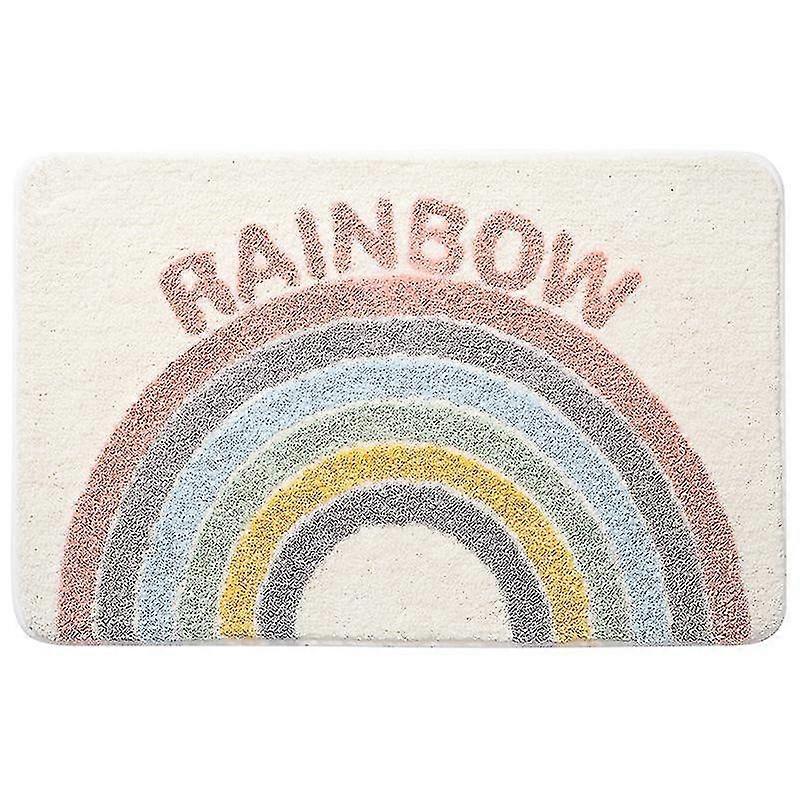 Rainbow Flocking Bath Mat, Bathroom Rug,24"x 16"