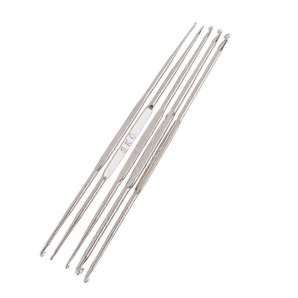 5 Pieces/Set Silver Double End Crochet Hook Knitting Tools