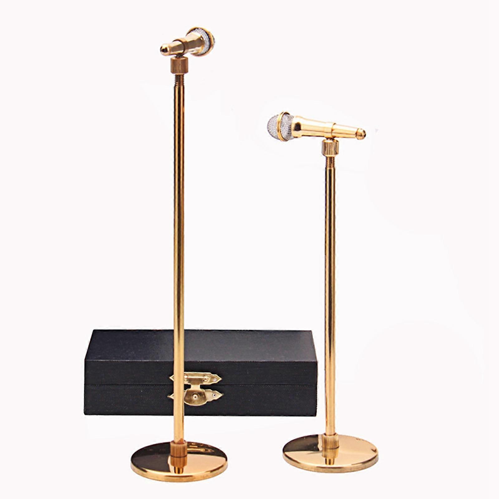 2x Mini Microphone Model with Case Dollhouse Decor Accessory for Dollhouse Decoration