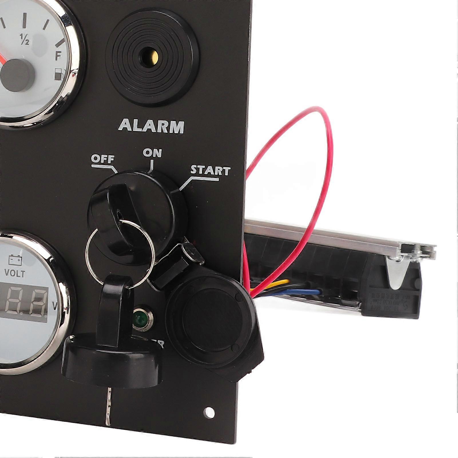 Engine Dash Instrument Panel with Engine Speed Oil Level Pressure Water Temp Voltage Display with Red Backlights for RVs Boats 12V