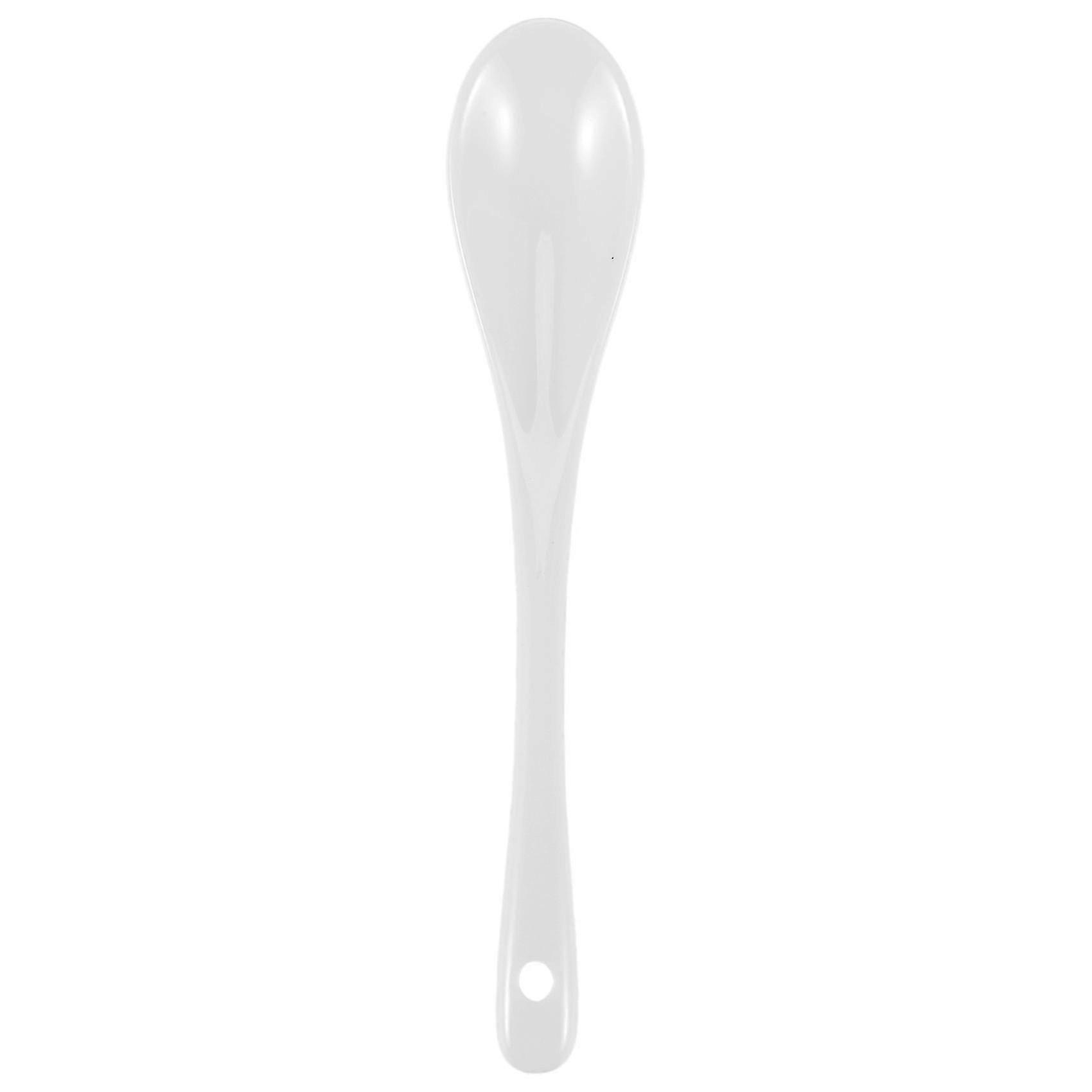 5pcs White Porcelain Egg Spoons Ceramic Spoons Coffee Spoon Dessert Spoon Dip Serving Spoon