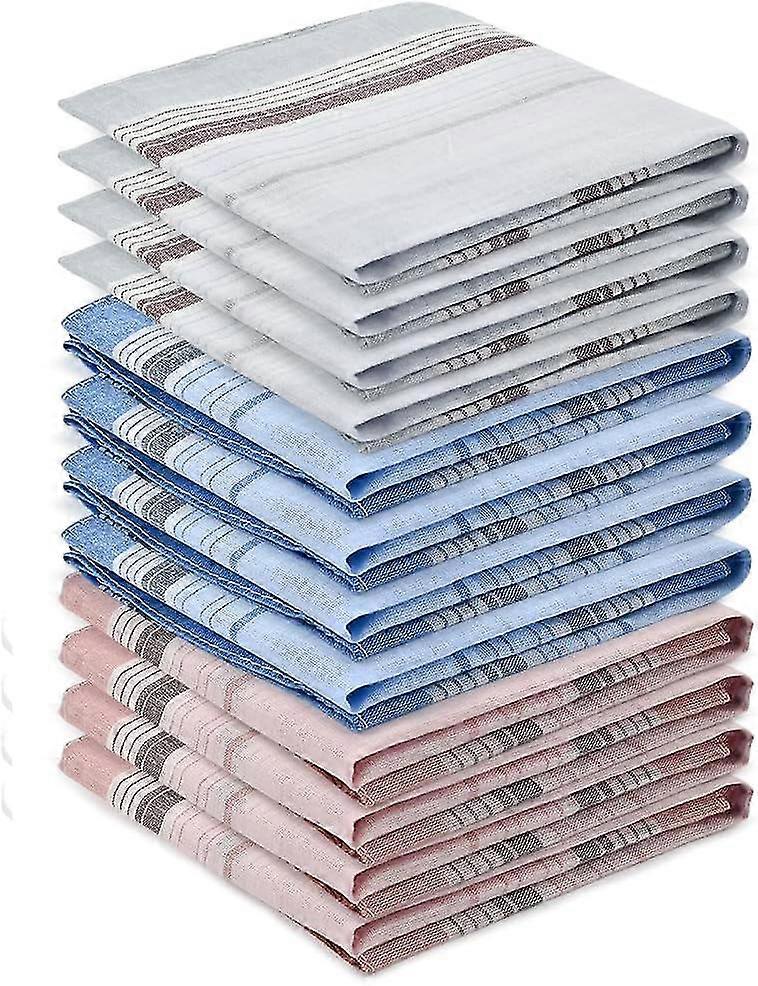 Cotton Handkerchiefs - Large 12pcs Pocket Squares