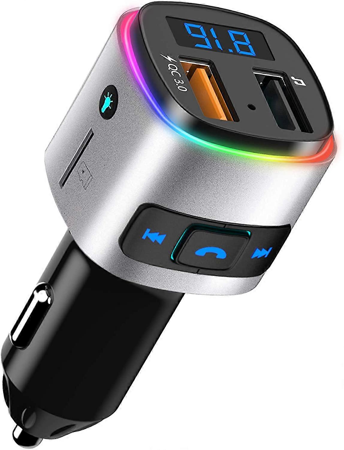 Kit trasmettitore FM Bluetooth per auto wireless con luce a 7 colori