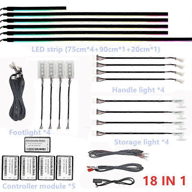 led סימפוניה 64 צבע rgb אזור כפול רכב אווירה פנים מדריך אקרילי סיב אופטי קישוט אוניברסלי סביבה