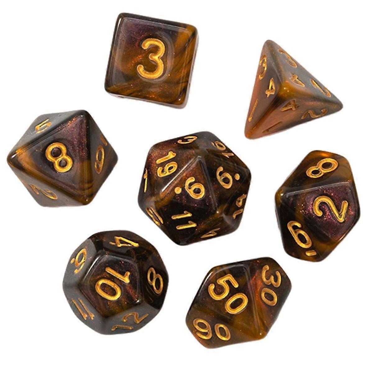 Black+Gold of 7 Two-Color Multi-Faceted Digital Dice Running Group Game Colorful Dice DND