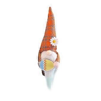 Påske Gnome Stuffed Doll Green 30 x 12 cm Christmas Orange Cute New Year plysj, oransje