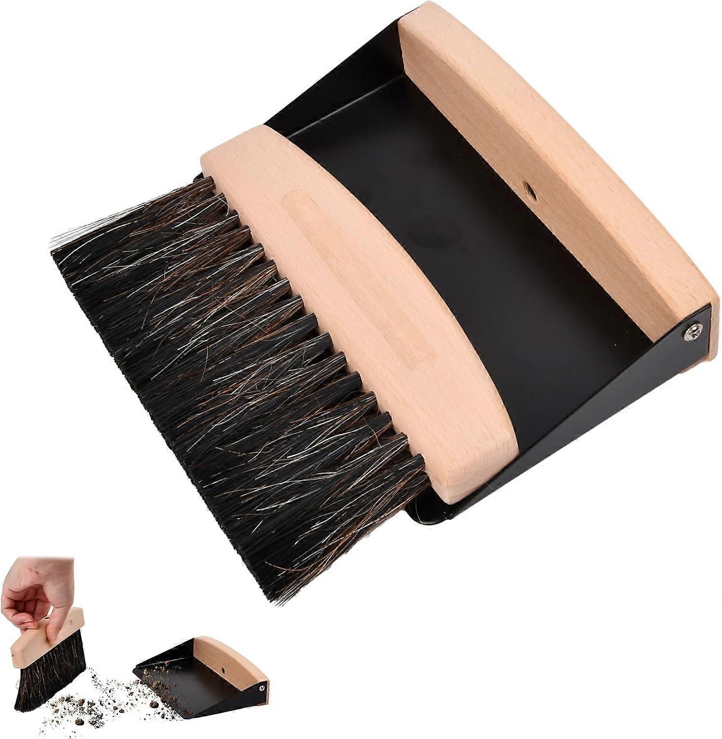 Broom and Dustpan Set Portable Magnetic Wooden Table Brush Small Table Brush Cleaning Set for Dust