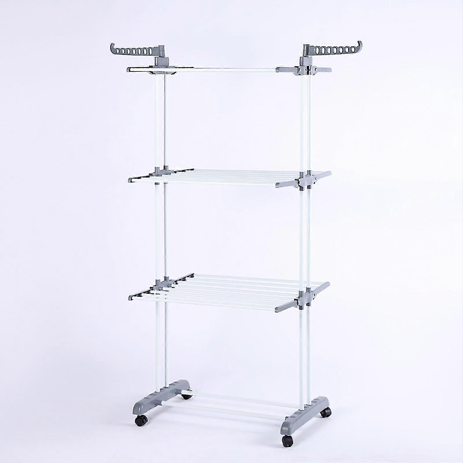 Foldable Clothes Drying Rack - Strong Load Bearing Clothing Stand, 3 Tier Gray