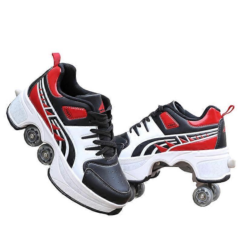 Double-Row Deform Wheel Automatic Walking Shoes, Invisible