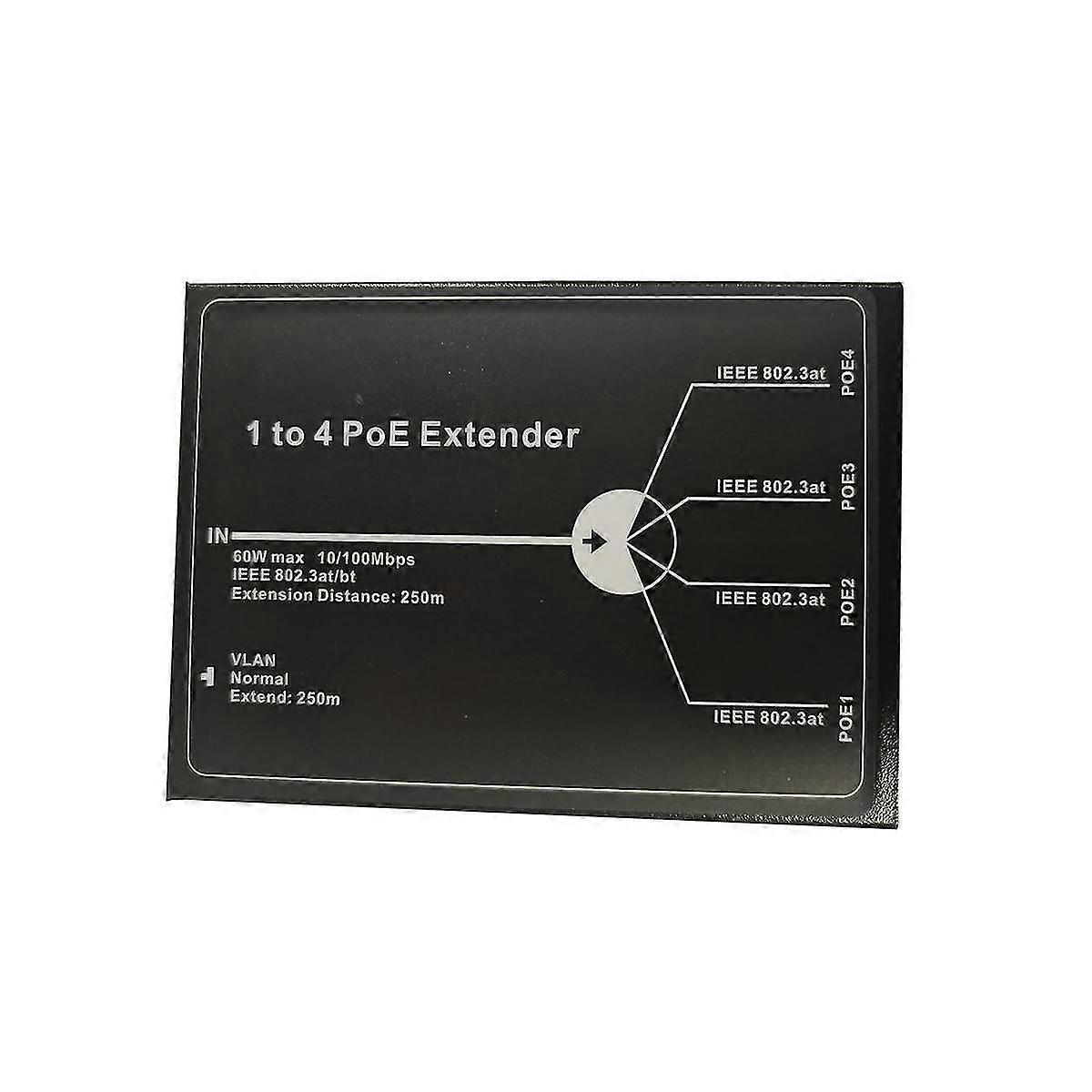 1 To 4 Poe Extender 10100m 4 Port Poe Extender Ieee802.3at Poe Extender Max Extend 250m 65w Max Fo