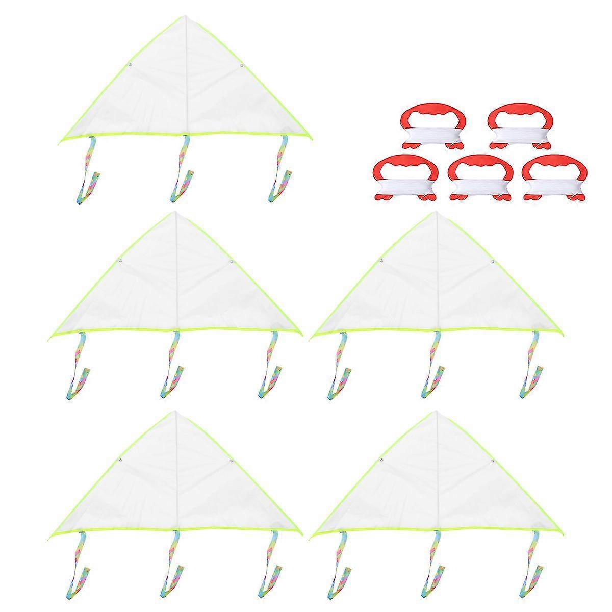 5ks DIY Przdn Kite Triangle Graffiti Malovn Kite Ltajc drak Venkovn Hraky Pro Dti Dti (przdn trojhelnk 75x75cm + 50m stedov deska)-FCY