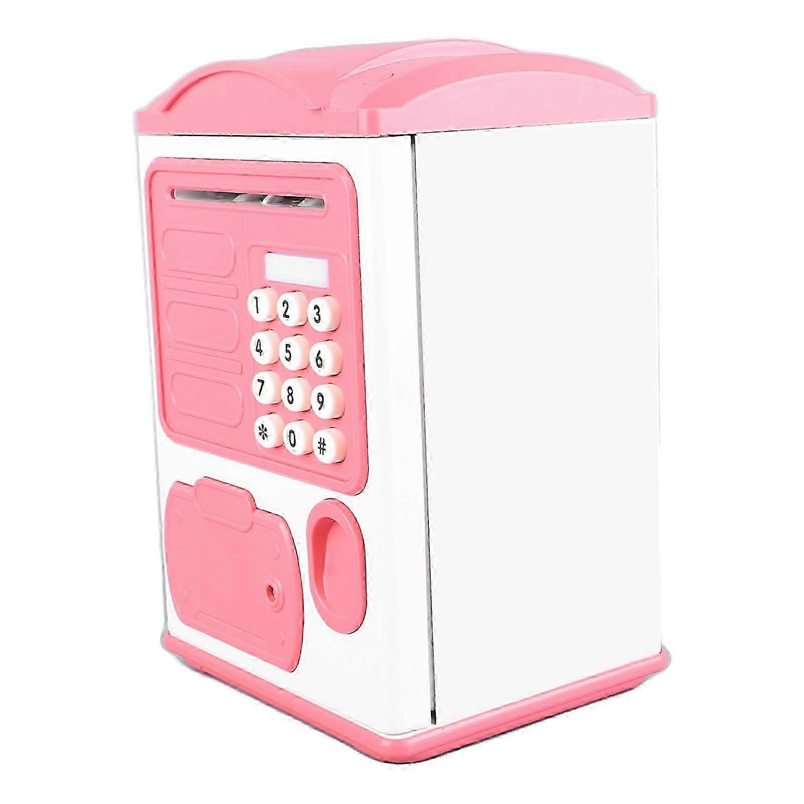 Electronic Piggy Bank with Fingerprint Verification and Smart Sensor for Coin Storage Pink