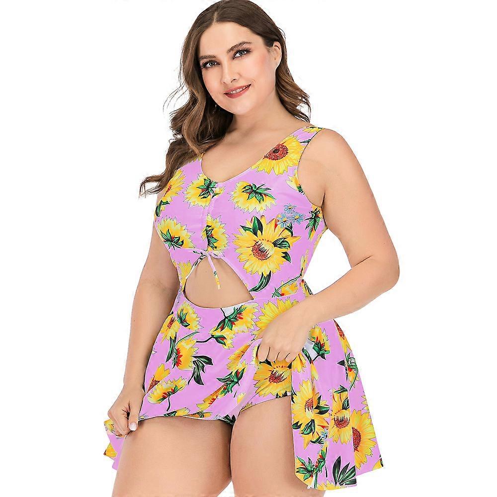 Plus Size Blumenprint Neckholder Bademode Einteilige Bademode