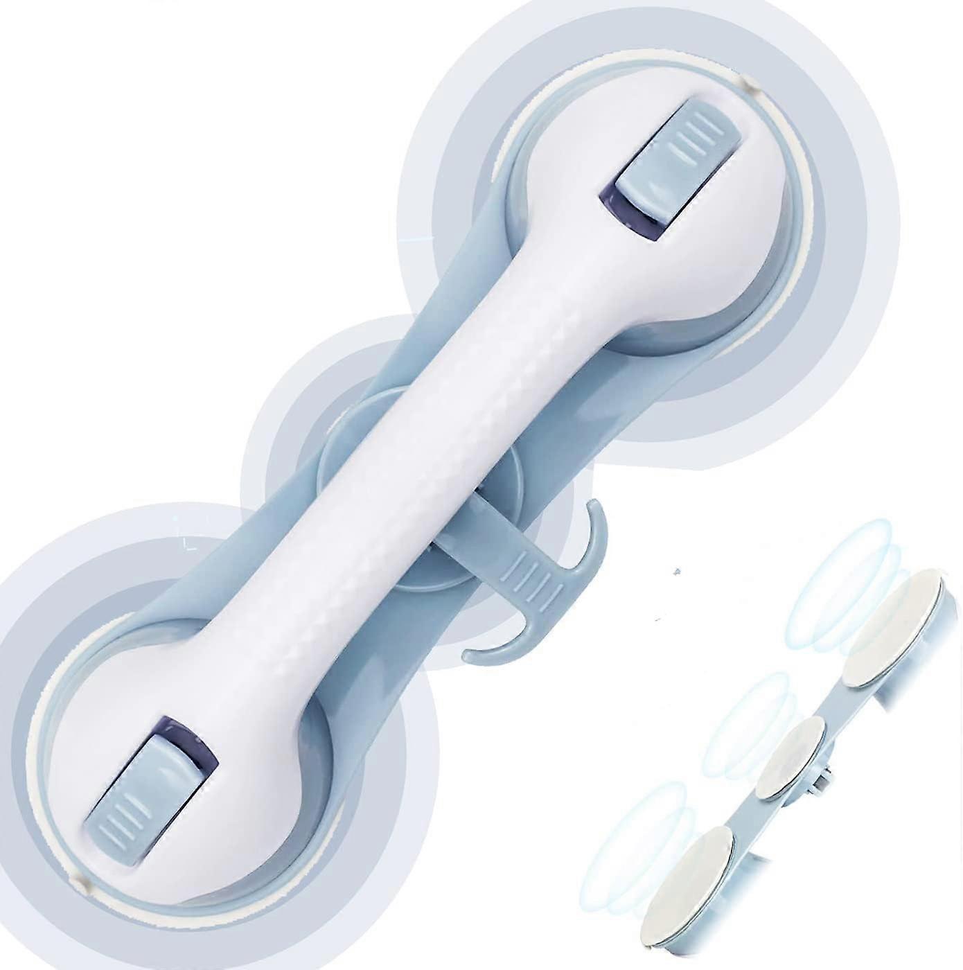 Light Blue - 1 piece shower handle with 3 safety suction cups, for bath, shower, grab bars for child and elderly mobility.