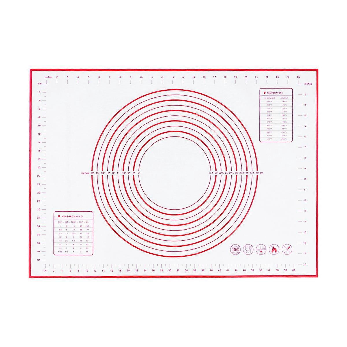 Pastry Mat Extra Large Thick Silicone Baking Mat with Measurements Non Stick Non Pastry Rolling Mat - 50x70cm (Red, Random Pattern)