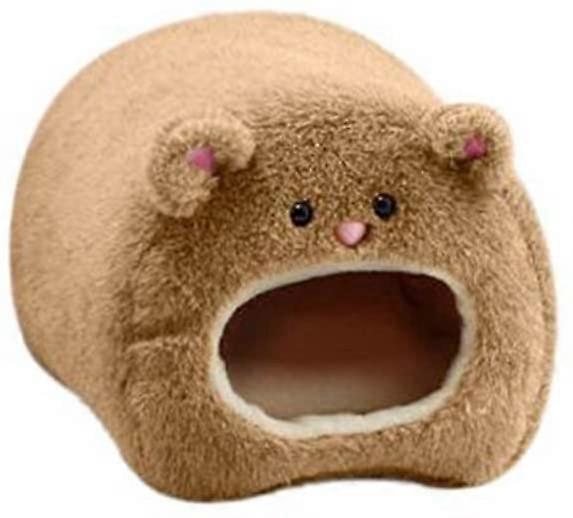 Plush Hamster Hammock Warm Warming Soft Bed for Rat Rabbit, Brown
