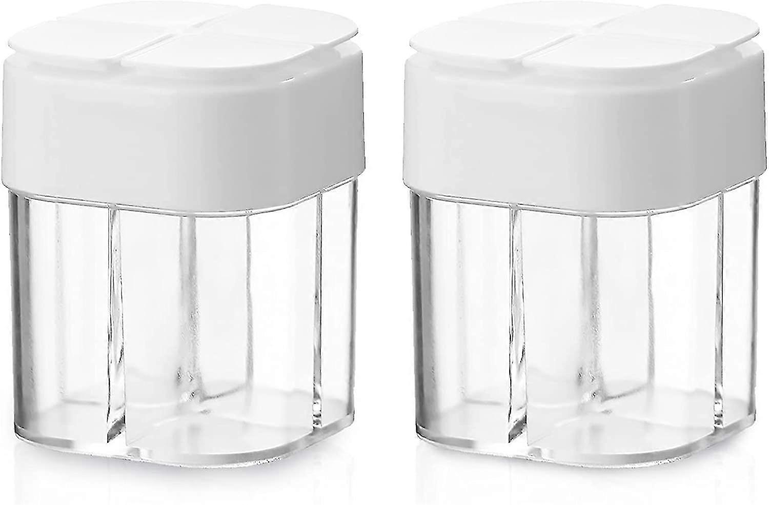 2023 2-Piece White Plastic Spice Storage Containers - 4 Grids for Efficient Spice Organization