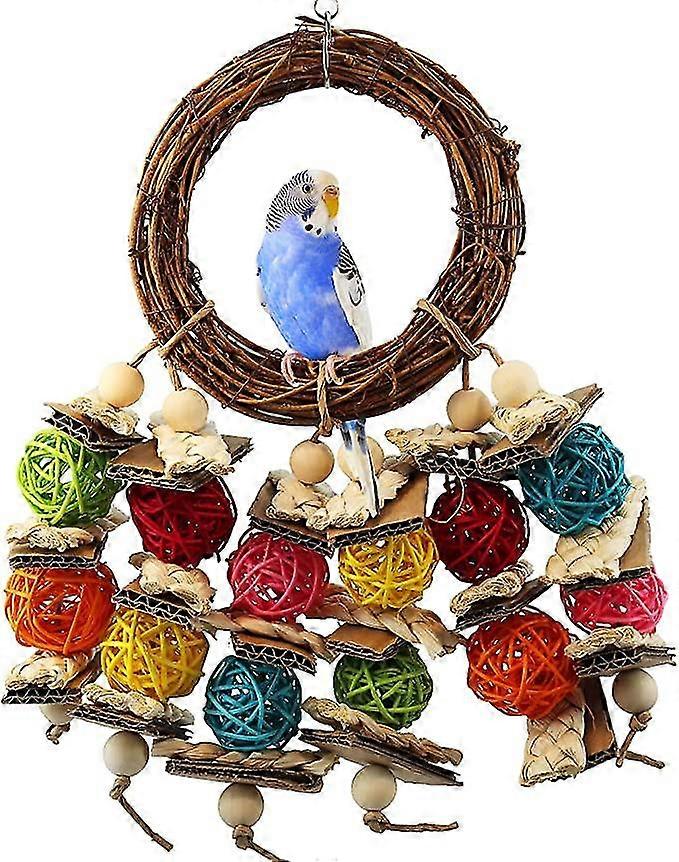 Bird Parrot Toy, Pappagallo di Cornhusk naturale che mastica e rampicante Giocattolo 1 pezzo colore