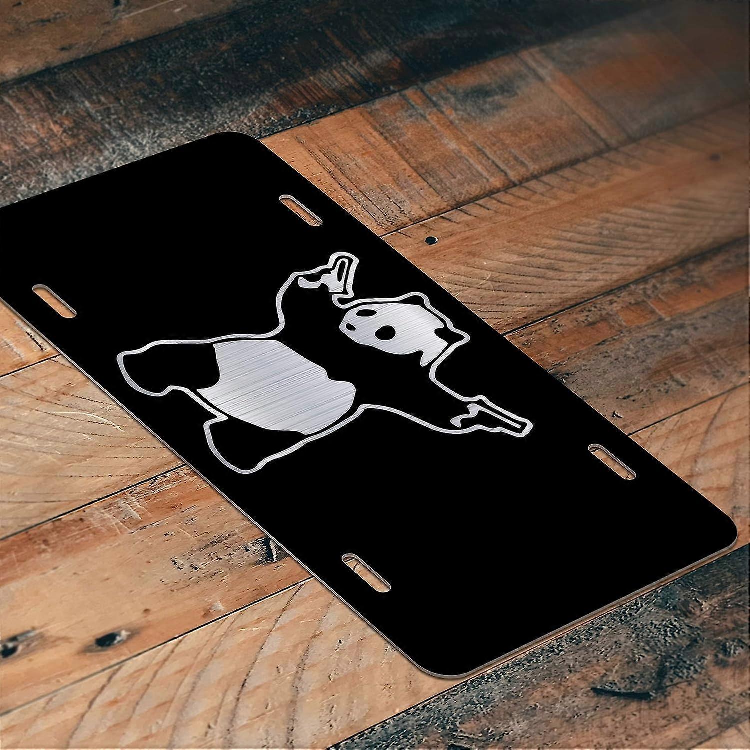Placa de Licença de Vaidade Banksy Shooting Panda | Alumínio Gravado | 6 polegadas por 12 polegadas | Carro Caminhão RV Trailer Wall Shop Man Cave | VLP197