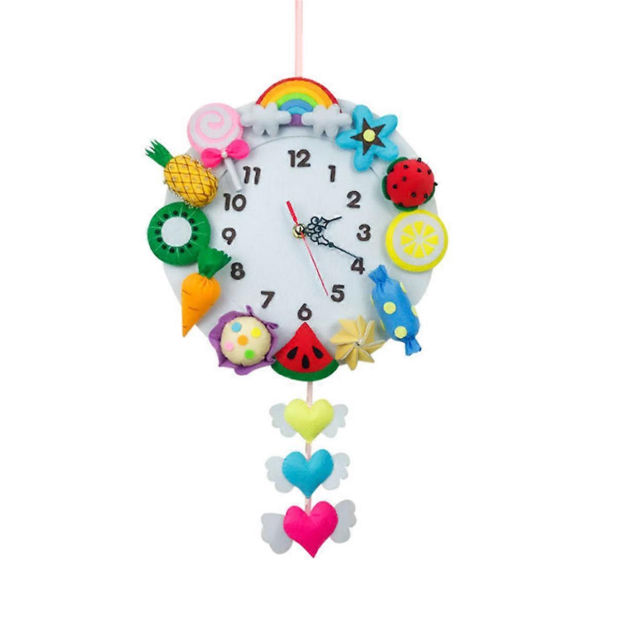 Fun Forest Clock DIY Making Kit Non-woven Craft Handmade Material Package Needlework Supplies Fruit and Vegetable Clock
