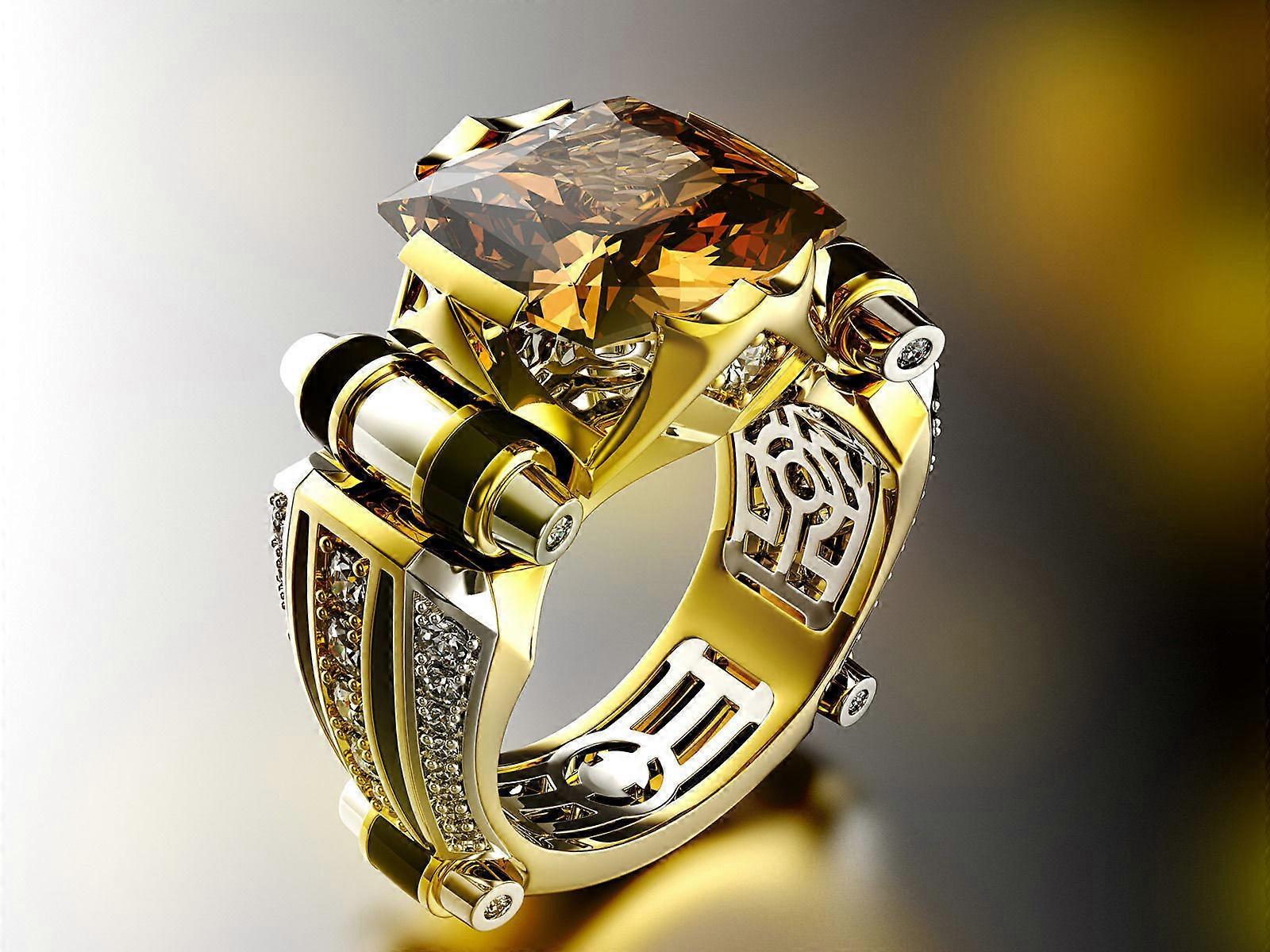 Galvanik Pırlanta Yüzük Erkekler Moda Takı