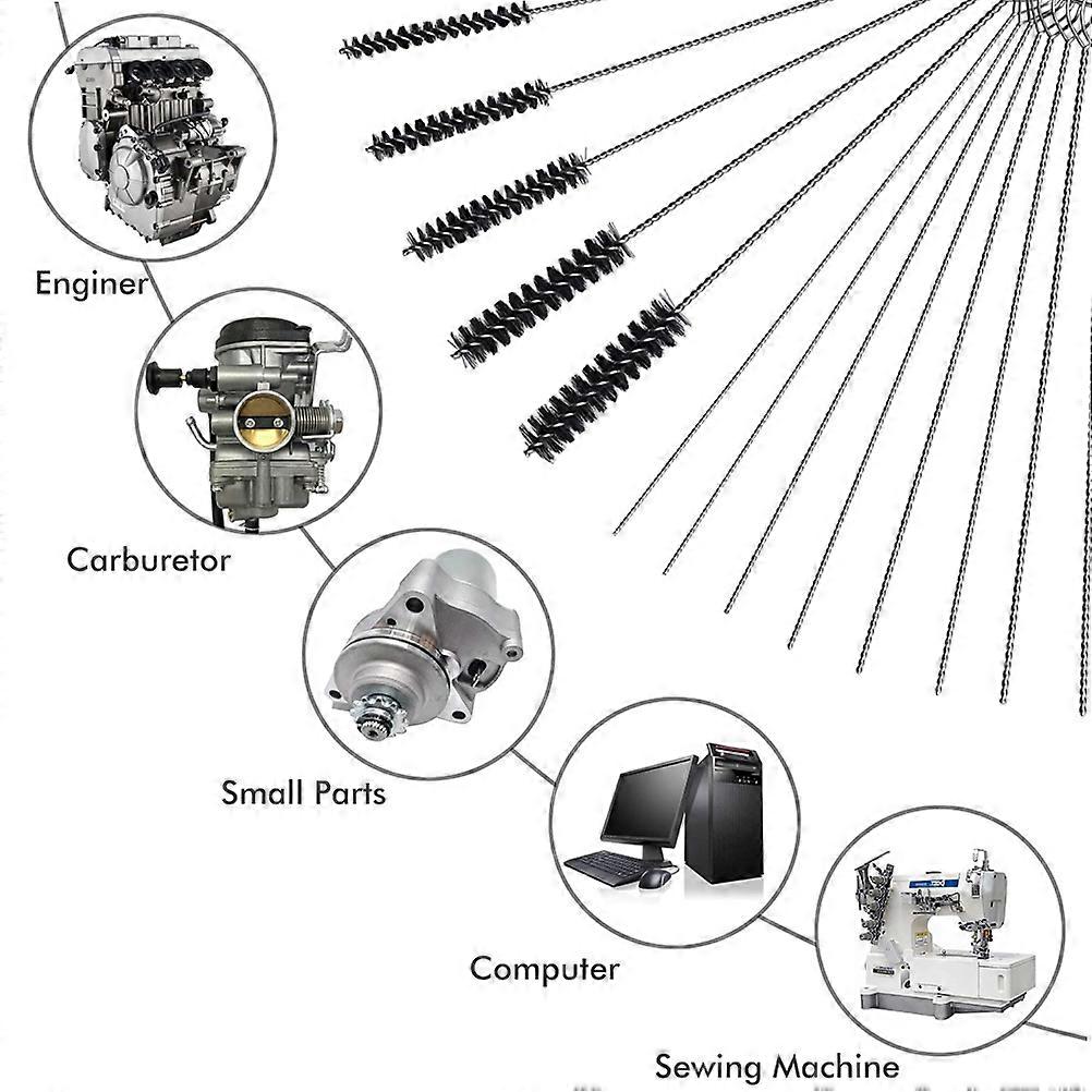 15-Piece Carburetor Jet Cleaner Tool Kit - Stainless Steel Cleaning Needles With Brushes