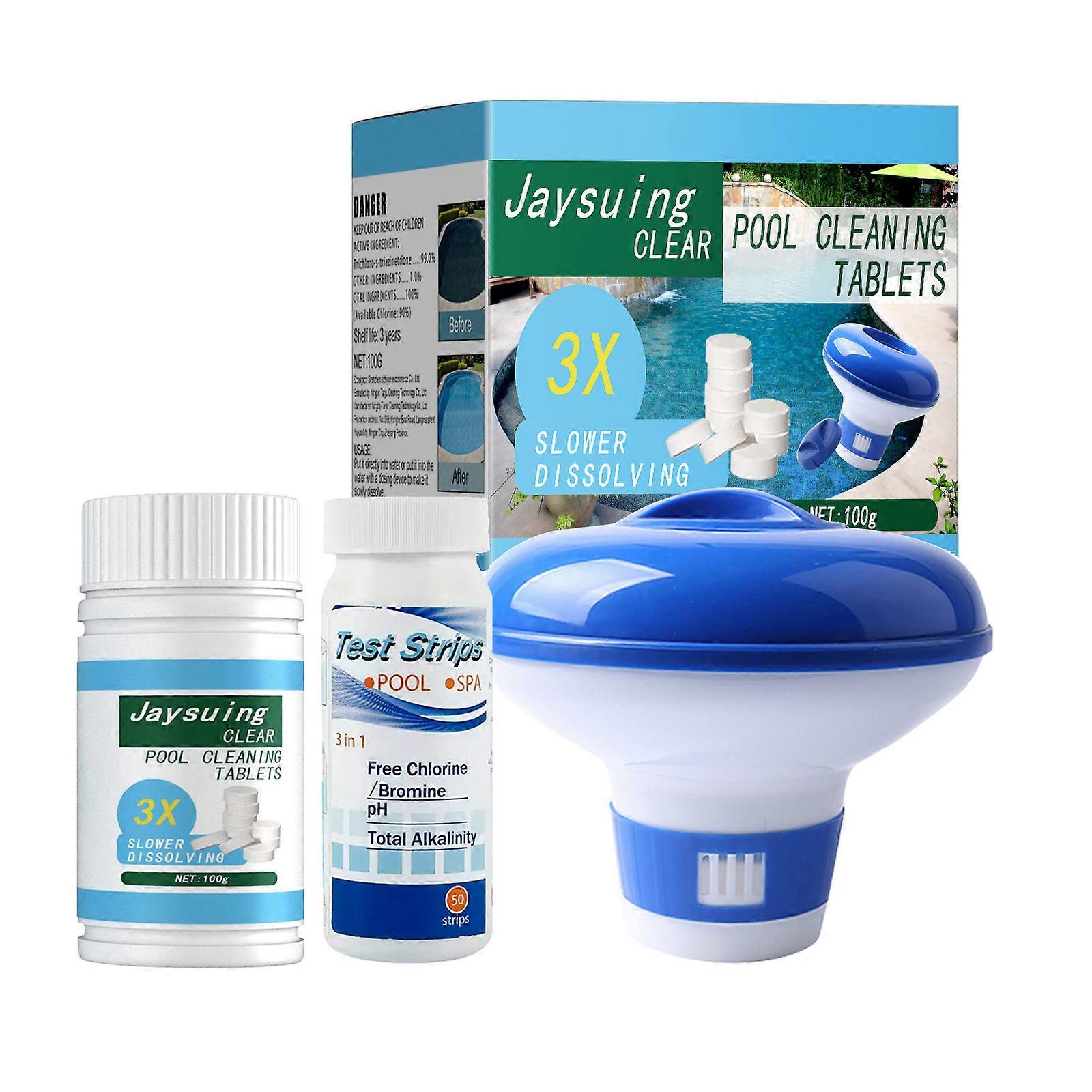  Swimming Pool Cleaning Kit 3Pcs/Set Pool Cleaning Tablets PH Test Paper Dosing