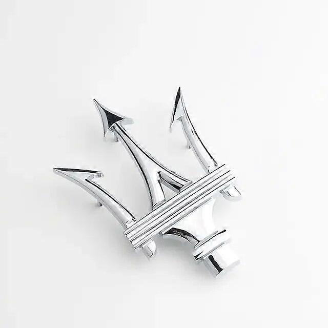 Silver Car Front Grill Badge Emblem For Maserati Emblem Quattroporte Q4 Silver
