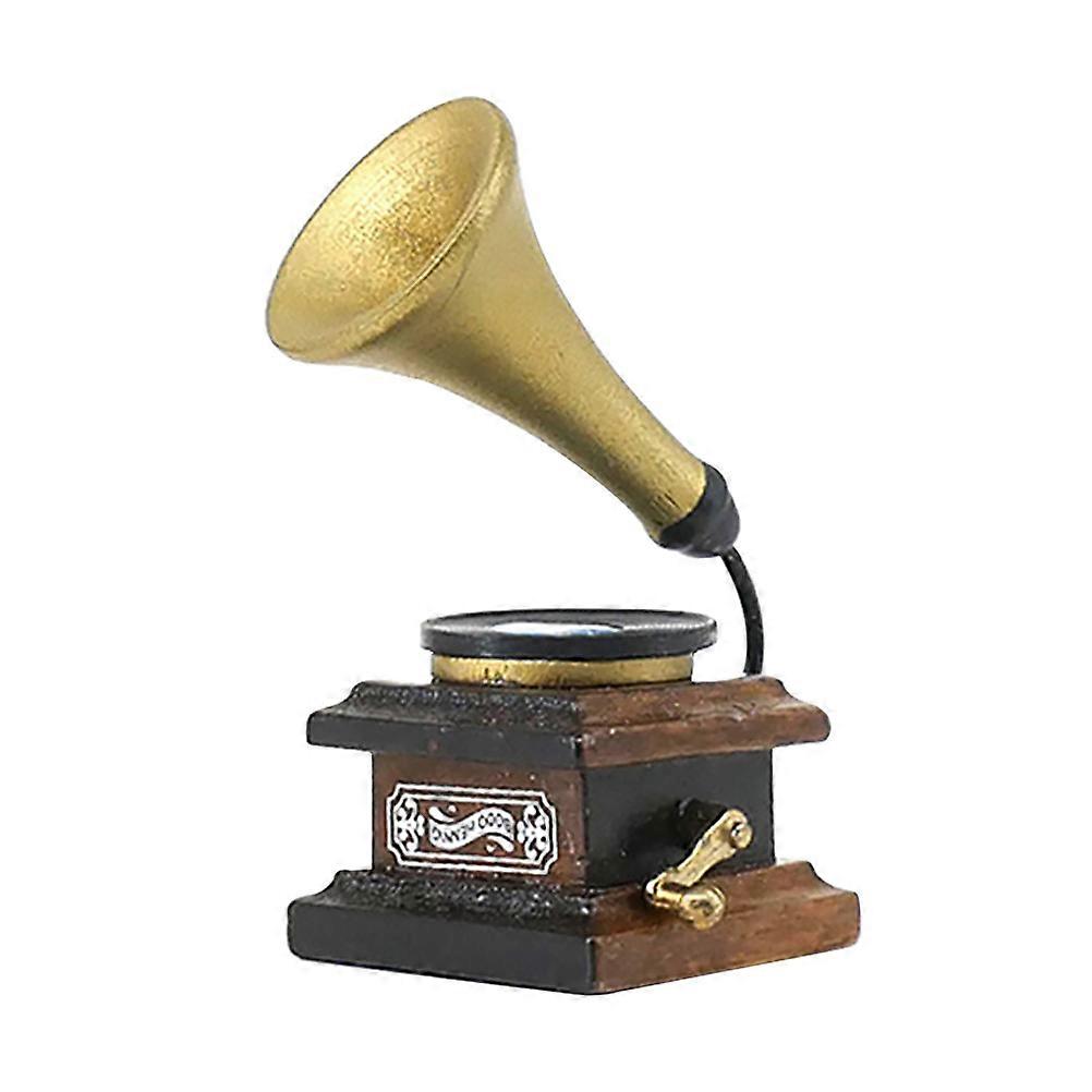 Mini Retro Phonograph Simulation Miniature Gramophone Model Toy for Mini House