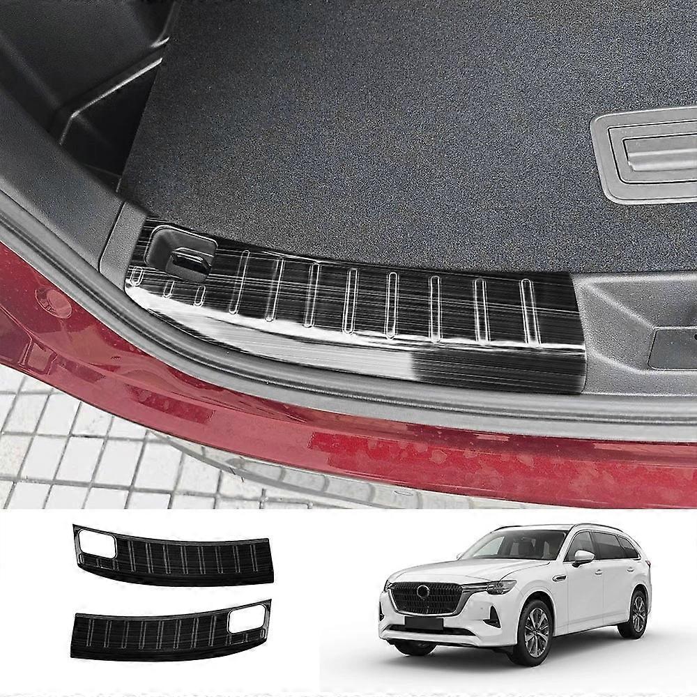 Inner Rear Bumper Protector Guards For Mazda CX-80 CX80 Car Accessories Trunk Door Sill Trim Plates
