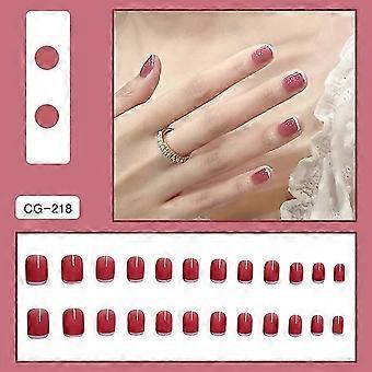 Franse Pers Op Nagels Korte Valse Nagels Acryl Volledige Dekking Kunstnagels Voor Vrouwen Meisjes 24st