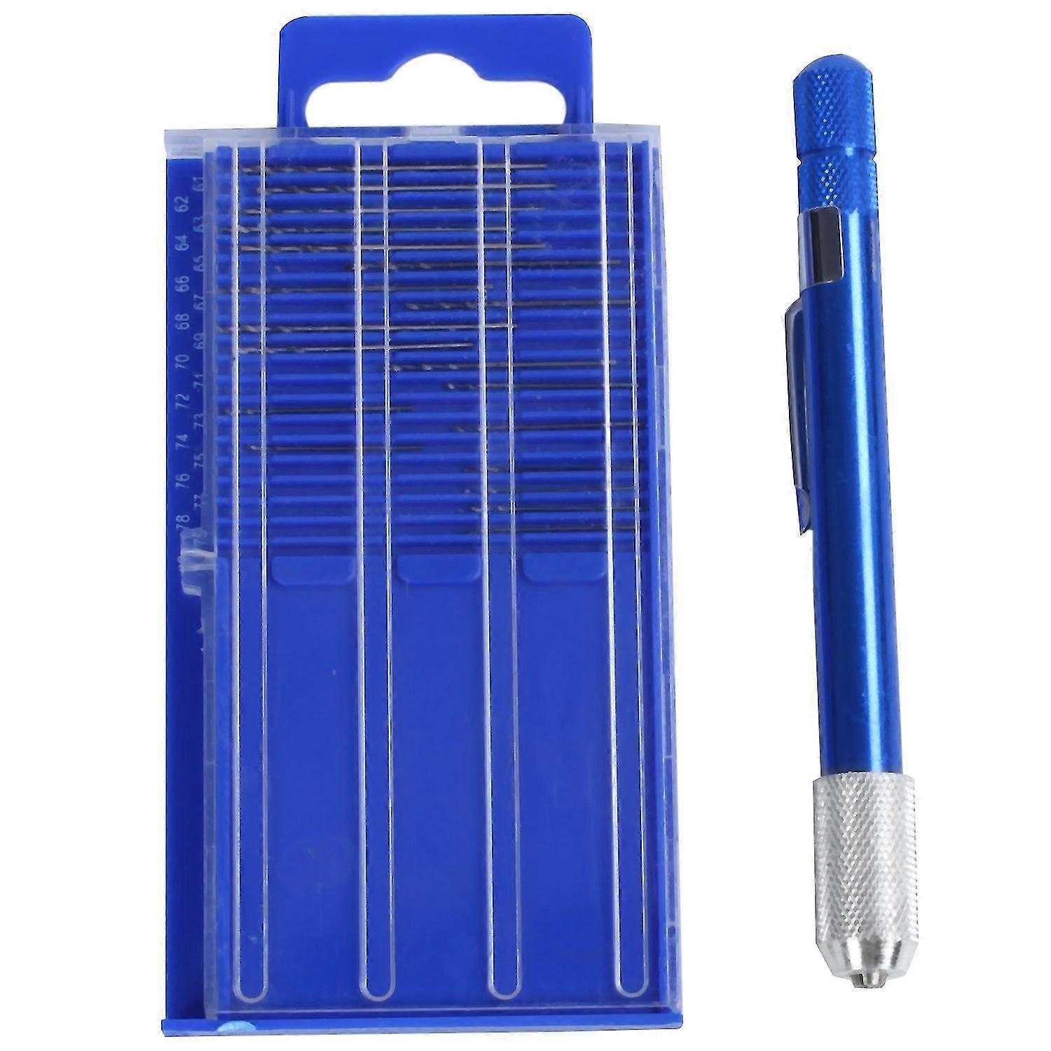 17pc Fine Tiny Numbered 61-80 Mini Jeweler's Drill Bit Set Pin Chuck Vice