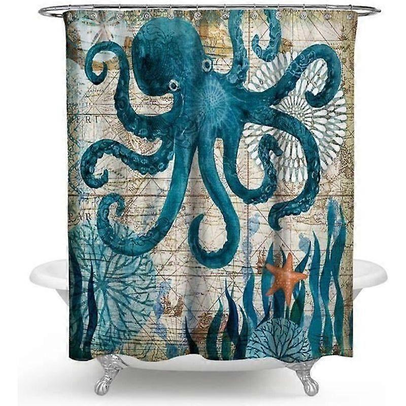TEMPSA Octopus Shower Curtain Waterproof Polyester Bathroom 165x180cm