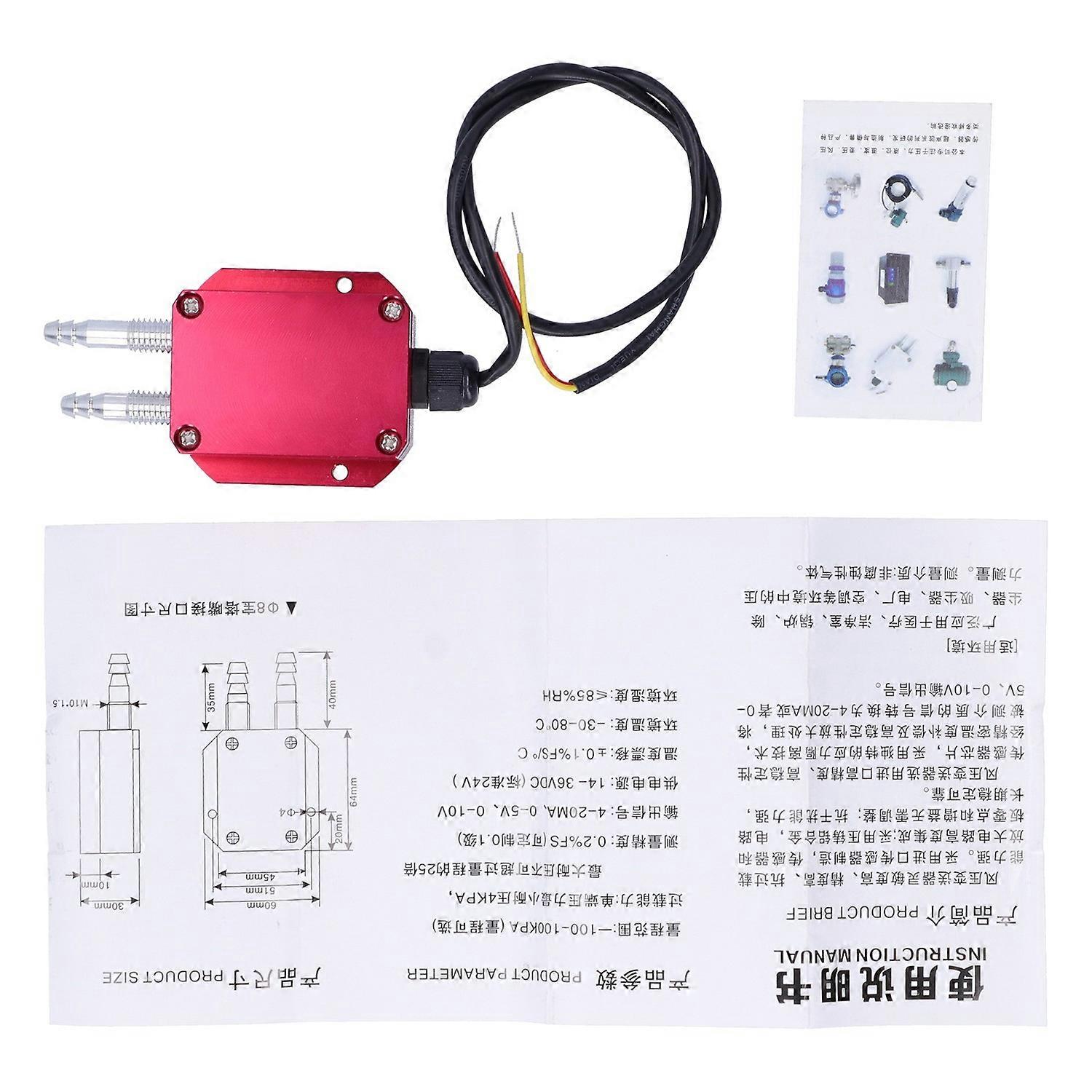 Wind Pressure Transmitter Red Micro Differential Sensor for Boiler Coal Mine DC24V0-100kpa