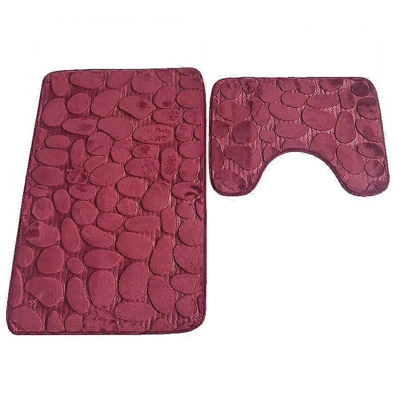 rutschfeste 2 Badteppich Set Super Soft Badteppich 50 cm x 80 cm Rot