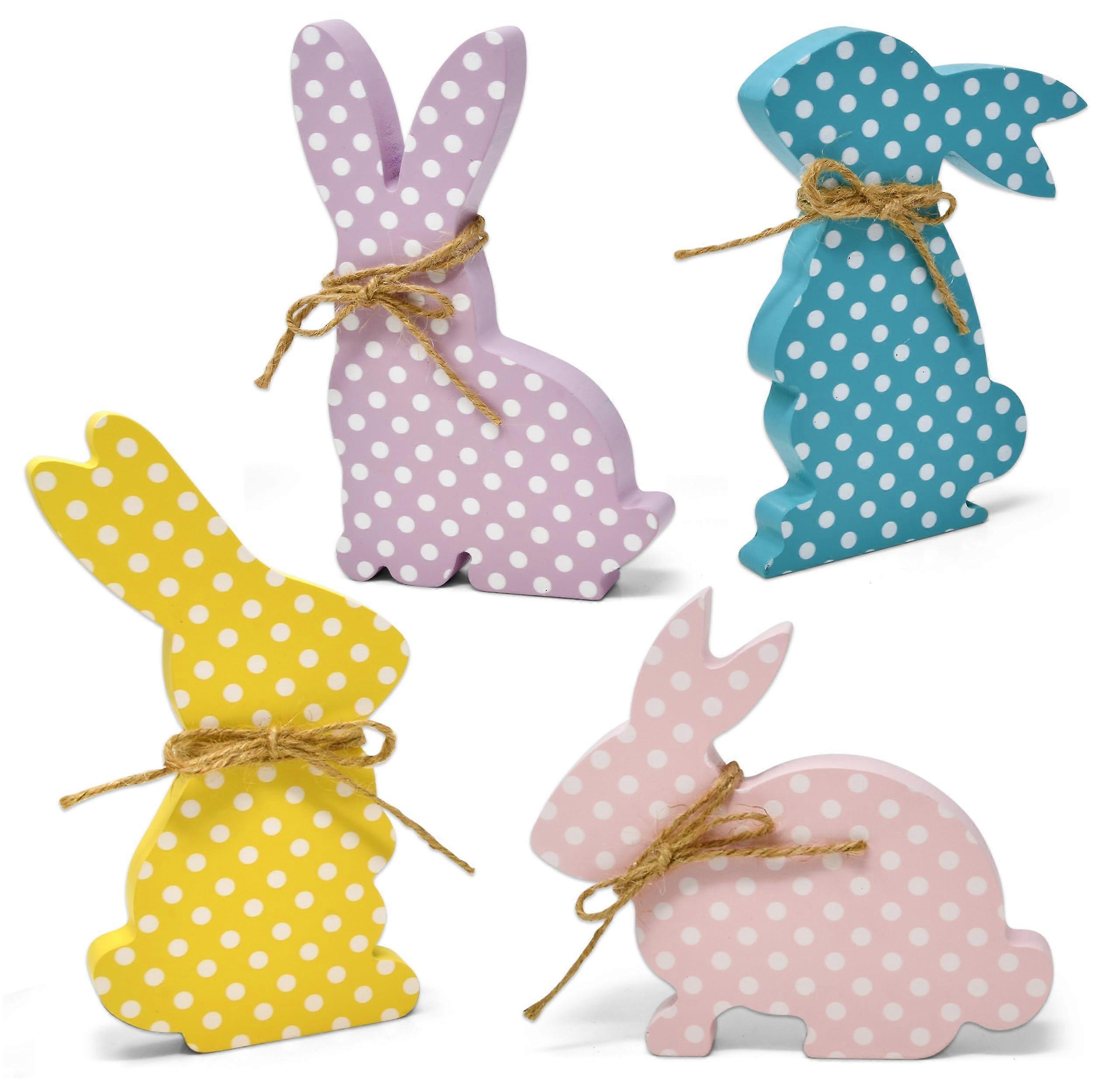 Easter Bunny Table Decoration Centerpiece Set, 4 Pastel Rabbit Designs, Spring Holiday Decor, Festive Table Accent