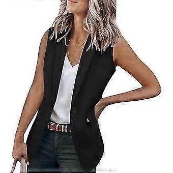 Temperament Waistcoat Chic Single Button Women Jacket L black