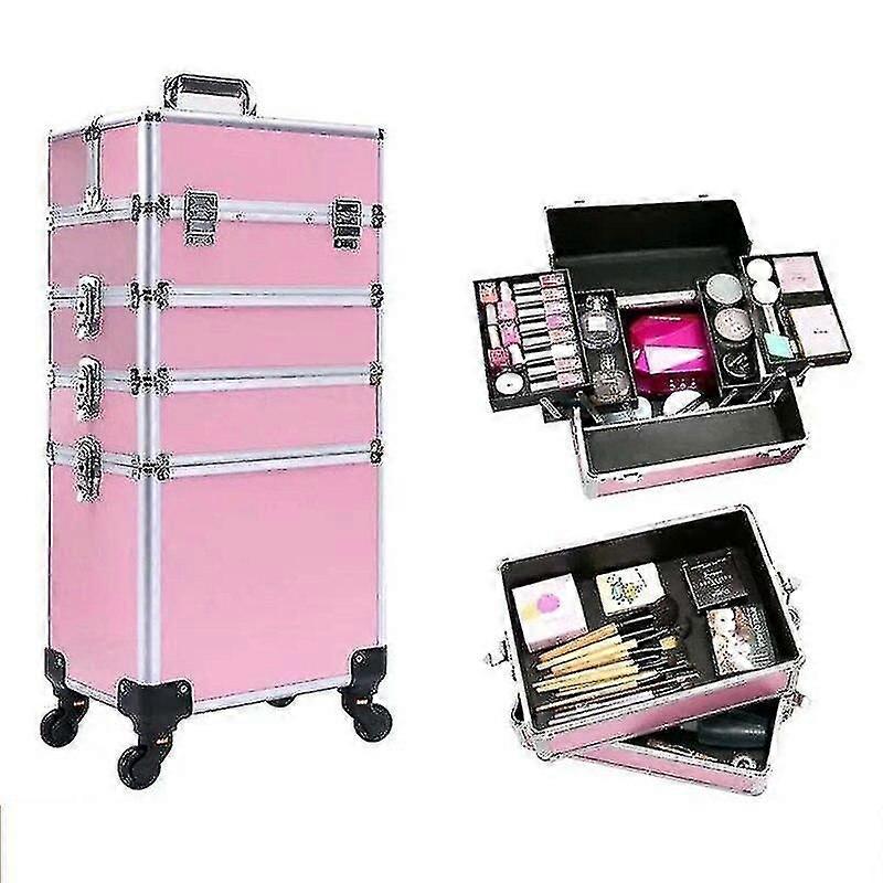 Portable Tattoo Cosmetic Box Nails Makeup Toolbox Large Capacity Aluminum Spinner Rolling