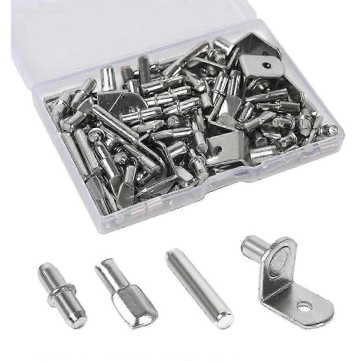 100Pcs Shelf Pegs for Shelves, 4 Styles Shelf Pins Kitchen Cabinet Shelf Pegs,Shelf Holders Pegs, Bookshelf Pegs