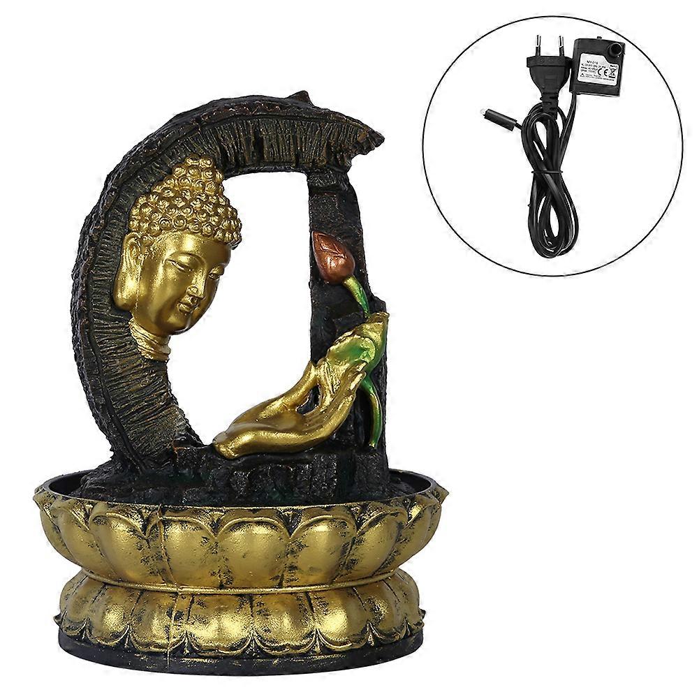 Mini desktop fountain statue resin craft home desktop ornaments (EU plug 220-240V)