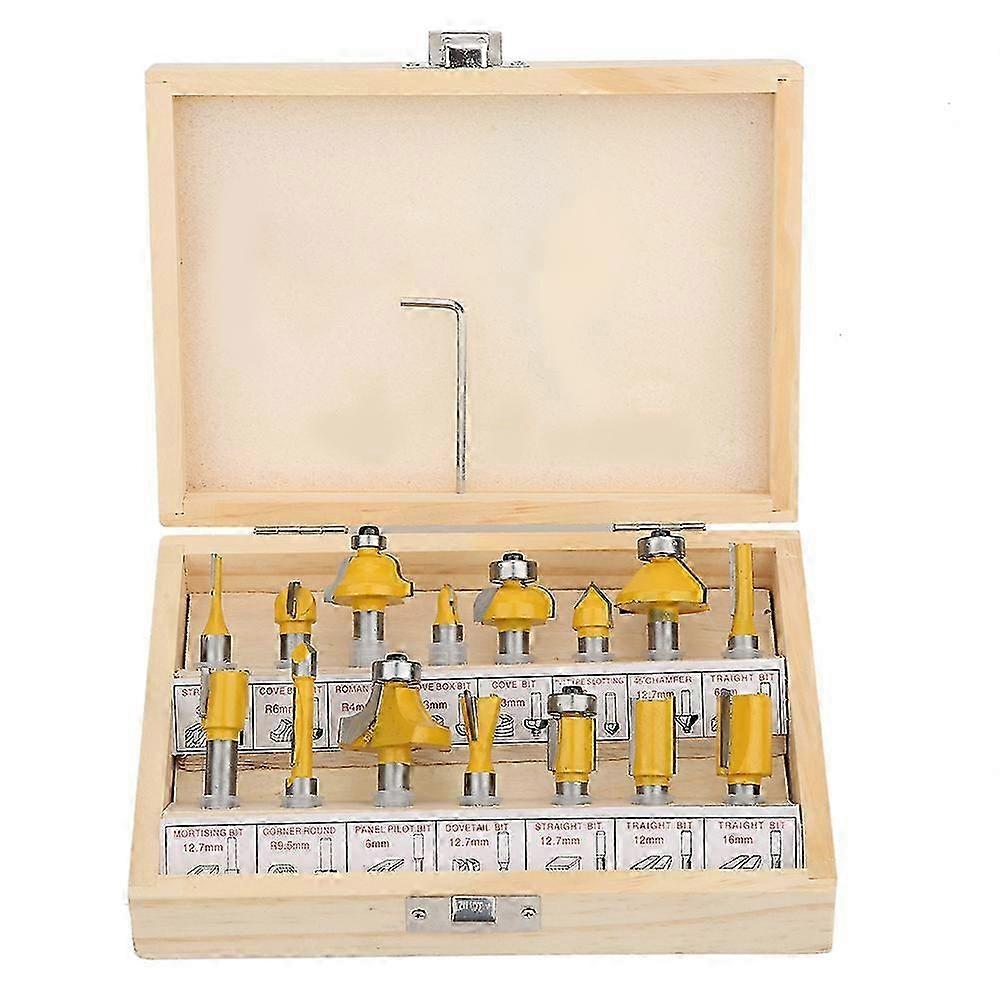 15Pcs/Set Cemented Carbide Router Bit Woodworking Milling Cutter Kit with Storage Box8mm Shank Router Bit with Box