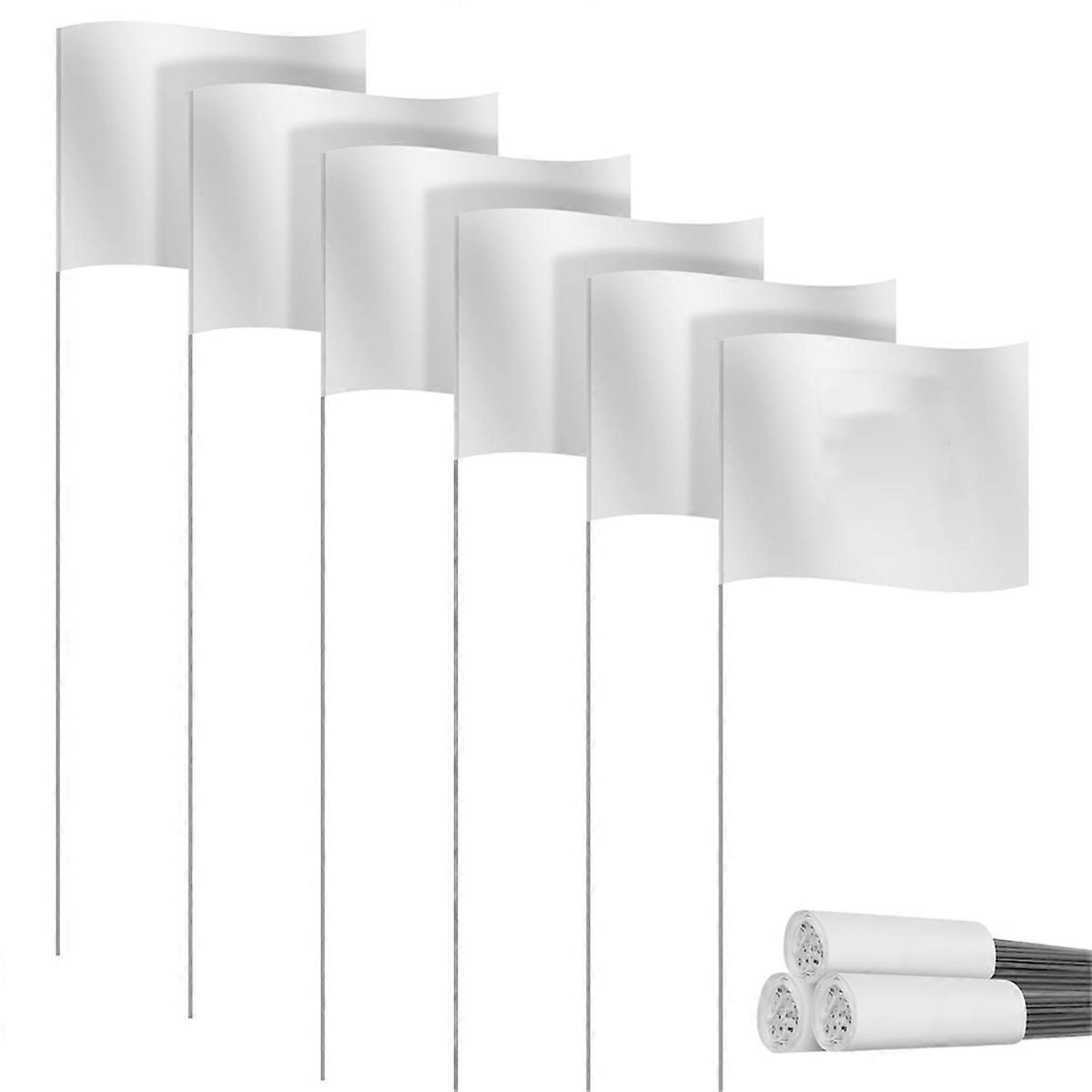 Marking Flags Marker Flags for Lawn 30 Pack, PVC Small Flags, White
