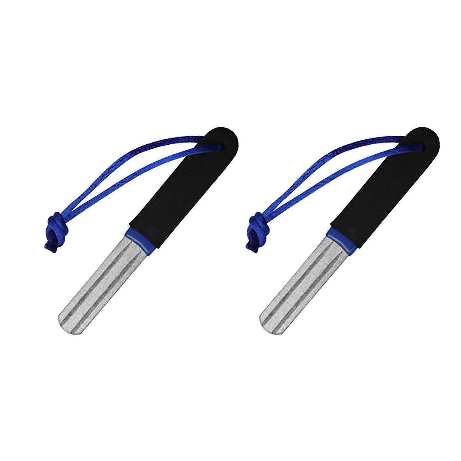 2pcs Fishing Hook Grinding Stone Sharpening Tool Double Sided Diamond File Lightweight Fishing Hooks Sharpening File Blue