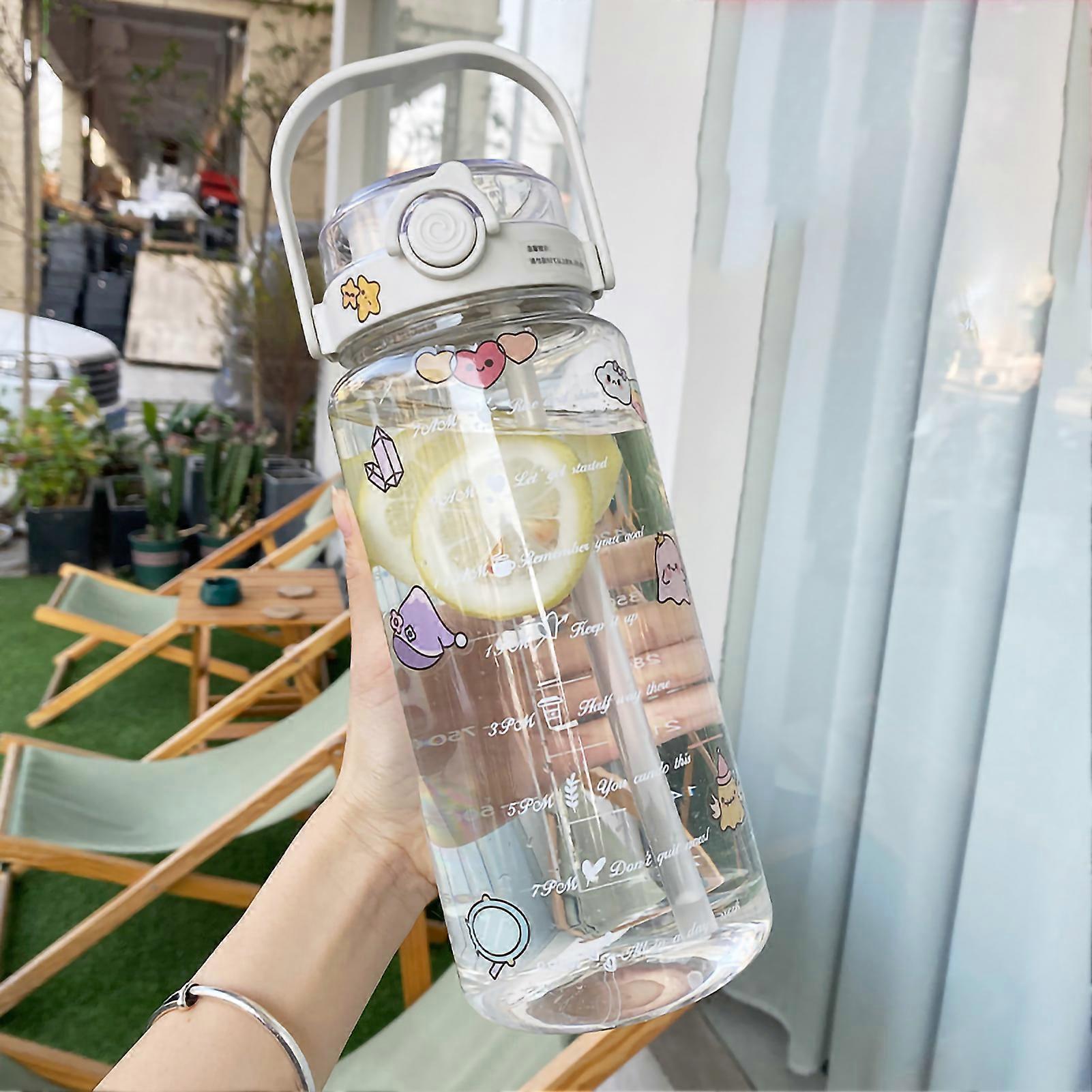 Bottle 2 Drinking Methods PC PP Material Clear Scale Portable Matte Large Water Jug with Straw for Fitness
