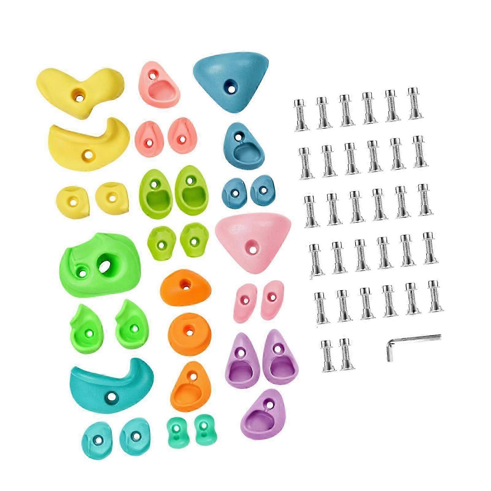 32x Rock Climbing Holds Coloured for Tree House Children Playground Play Set