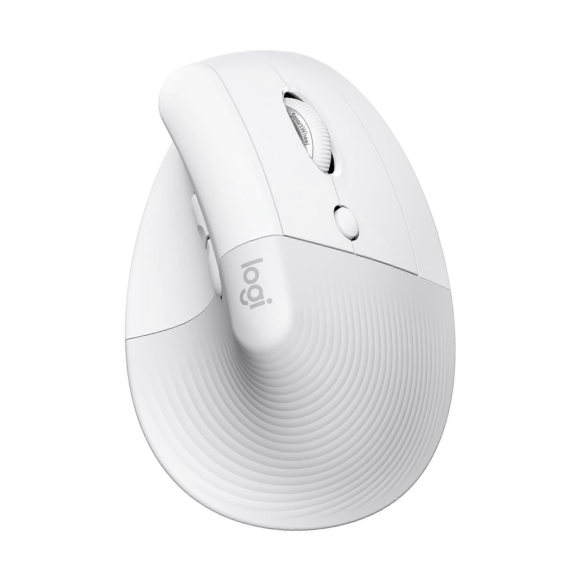 Lift Vertical Mouse, Wireless, Bluetooth or USB, Quiet Clicks, 4 Buttons, Windows/macOS/iPadOS White