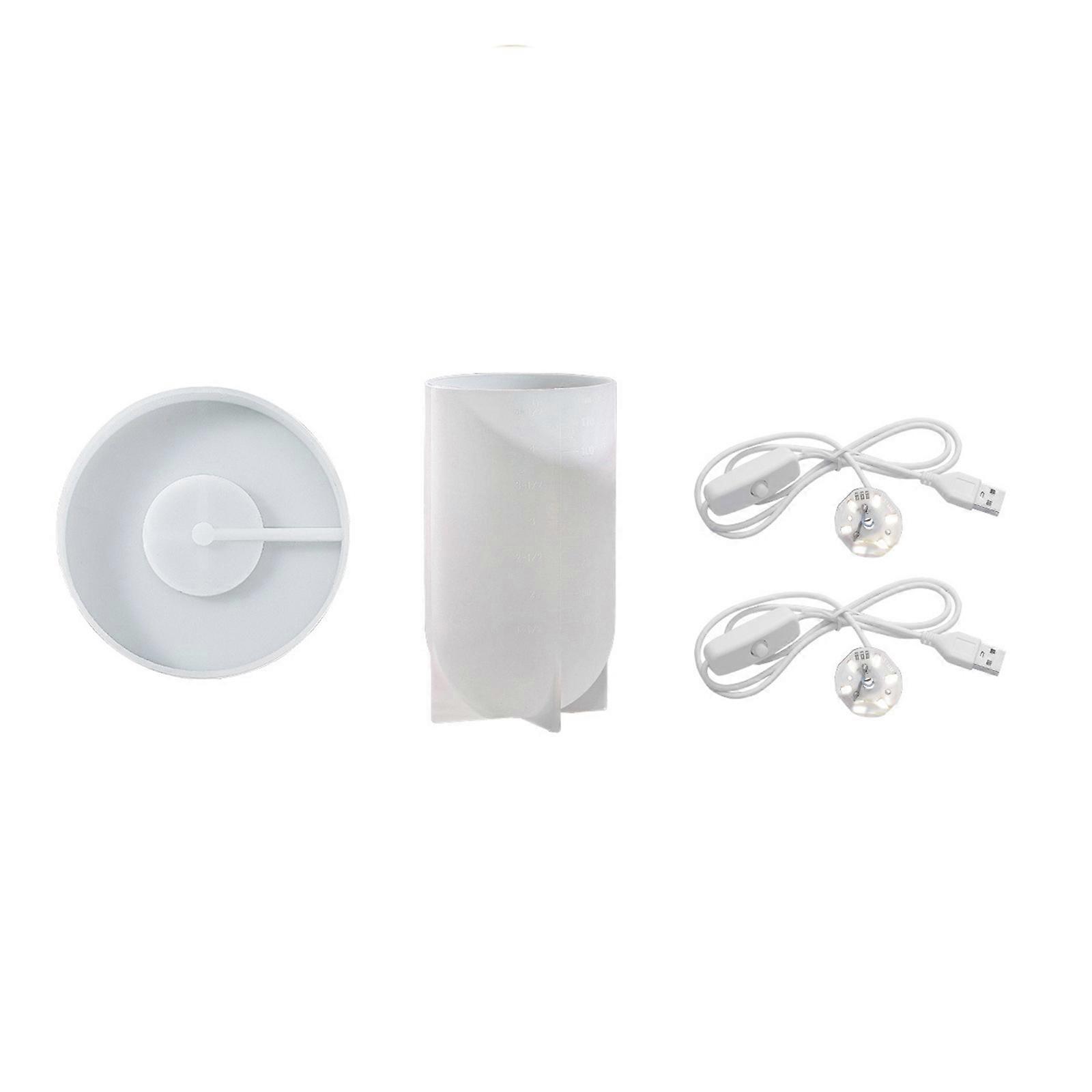 Cylindrical Cube Resin Mold LED Silicone Mold Base Bracket Mold with 2 USB Powered Lights with Switch Used for Diy