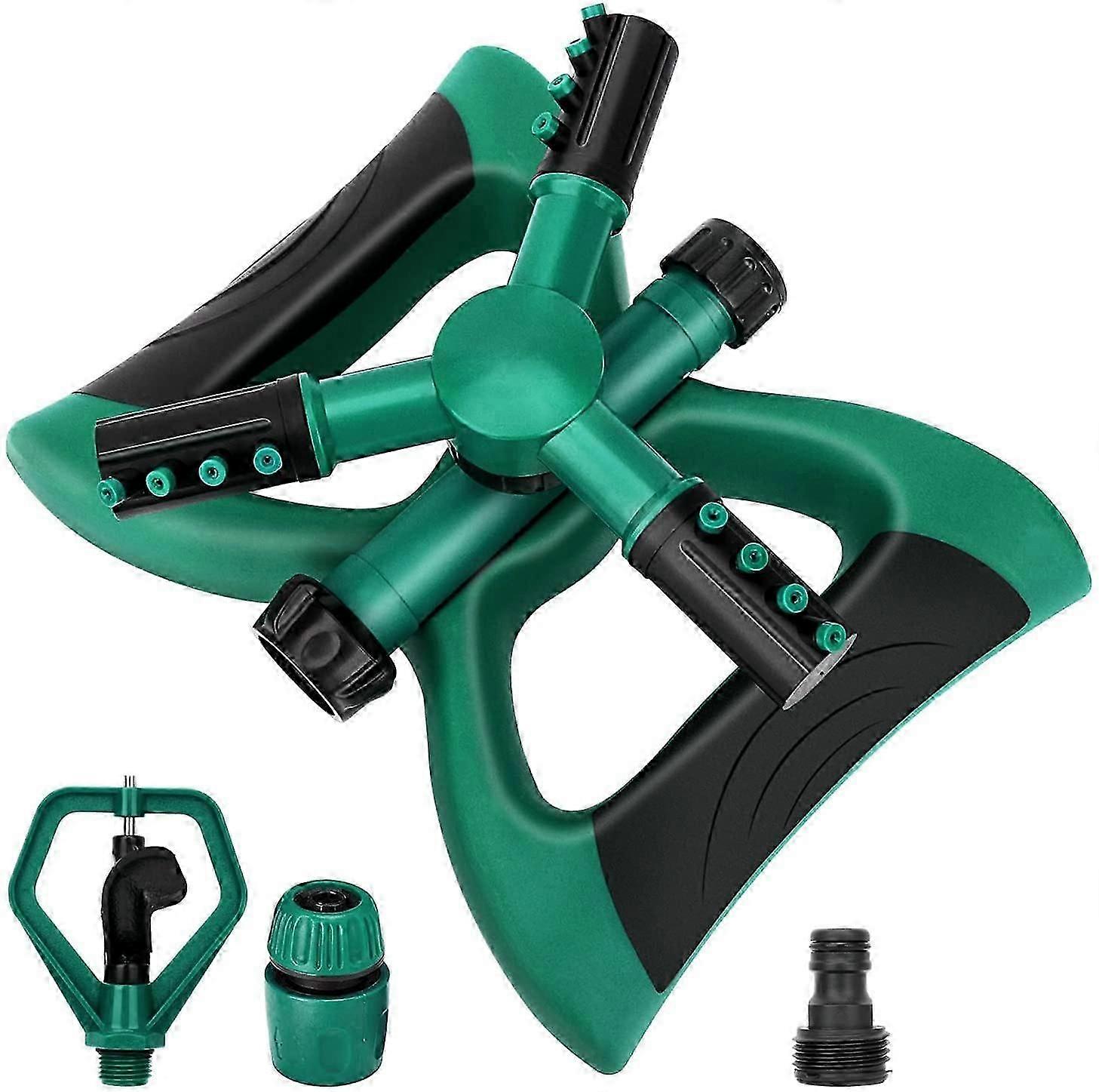 Automatic Garden Sprinkler 360Rotating Adjustable Large Area Coverage Lawn Irrigation System with Leak-Free Design, Durable 3-Arm Sprayer, Easy Connec