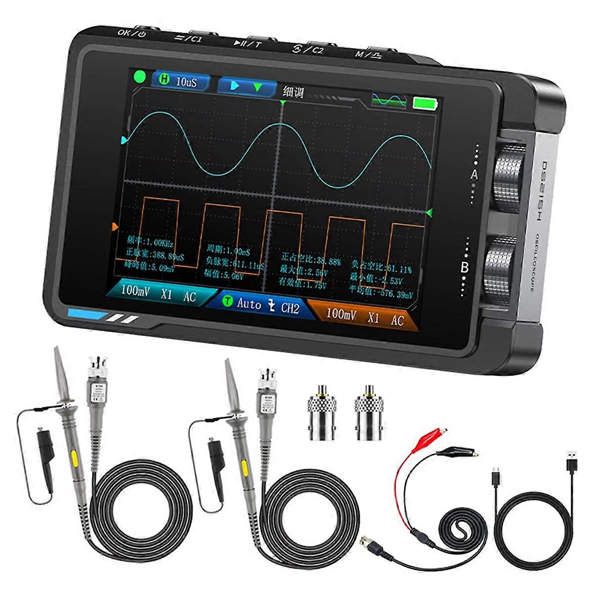 DS215H Oscilloscope Handheld Dual-Channel Two-in-One Digital Signal Generator Supports 8 Languages