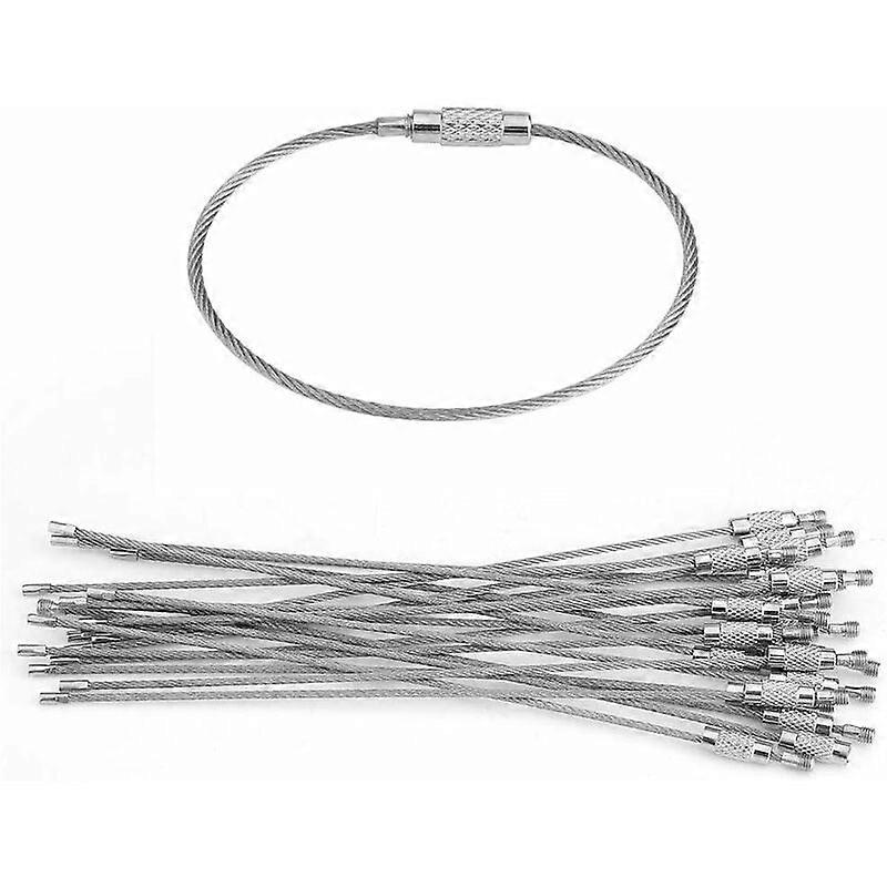 20pcs stainless steel key rings, stainless steel wire rope 1.5x15cm